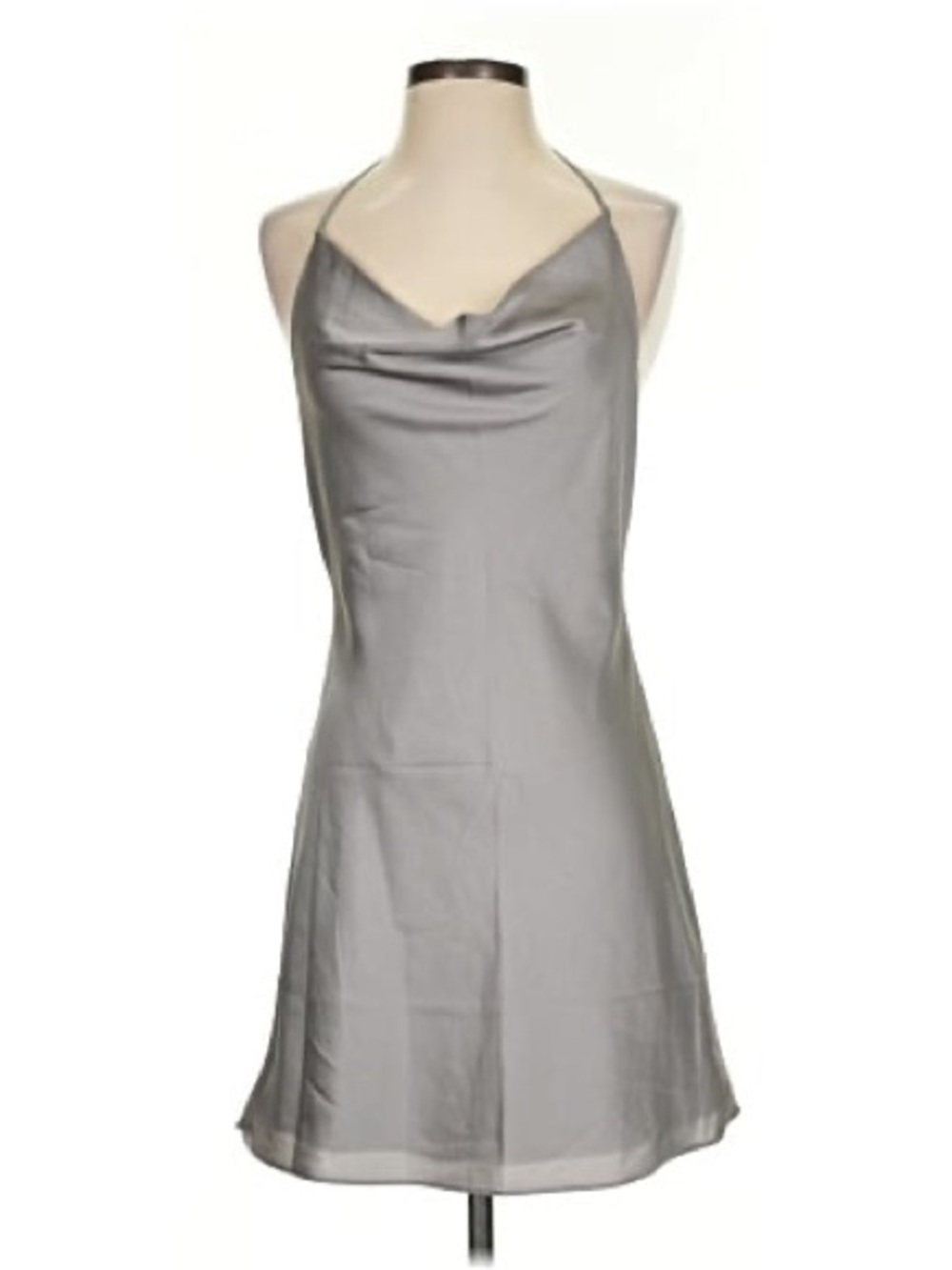 Abercrombie & Fitch Silver Satin Cowl Halter Mini Dress